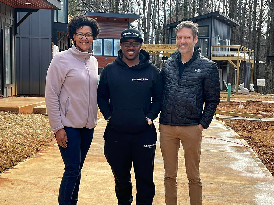 College Park Mayor Bianca Motley Broom and Techie Homes CEO Booker T. Washington provided a tour of South Park Cottages to Doraville Mayor Joseph Geierman, right. Source: Joseph Geierman.