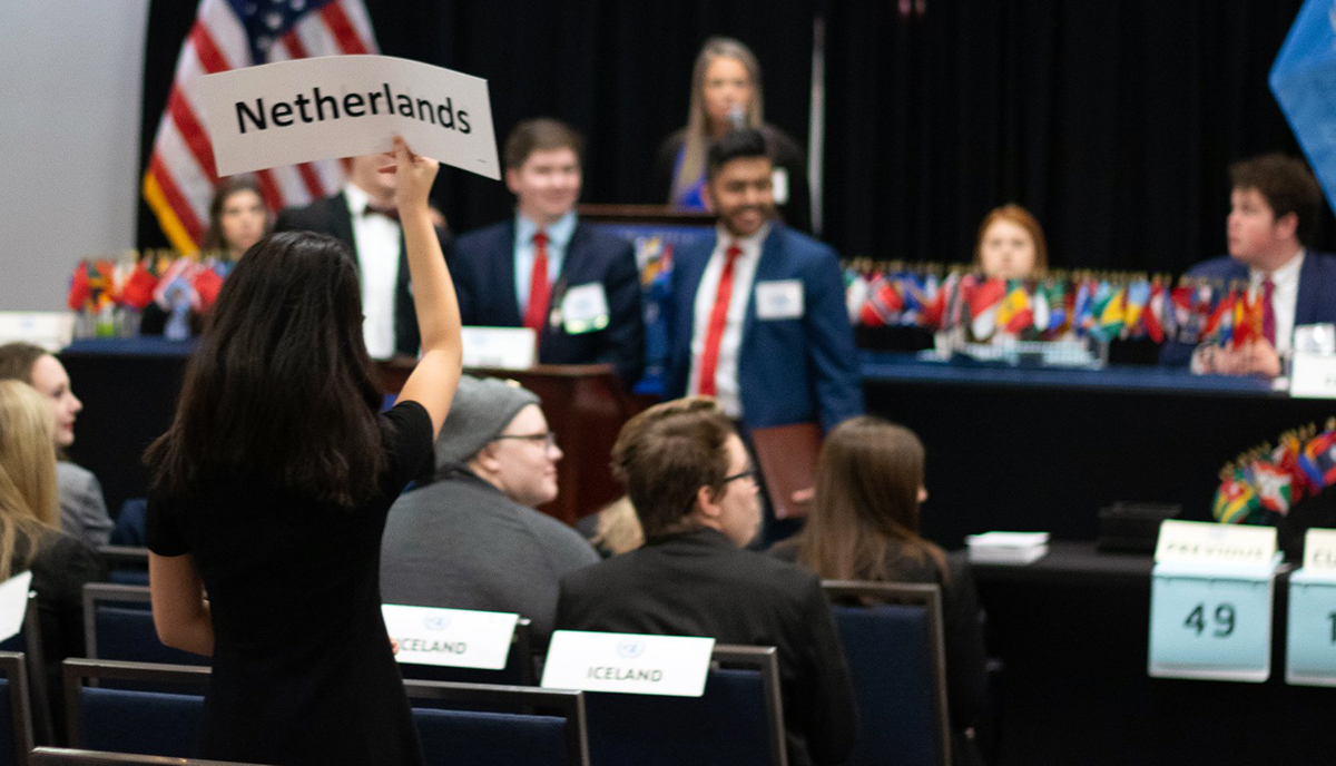 Students participating in the Georgia Center for Civic Engagement's Model United Nations program.