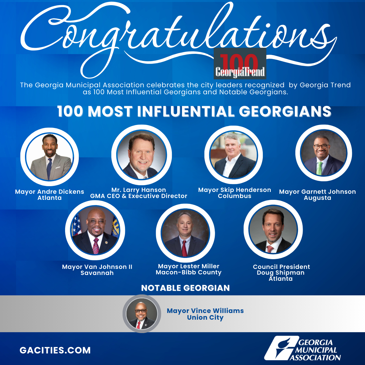 Image congratulating 100 most influential Georgians. 