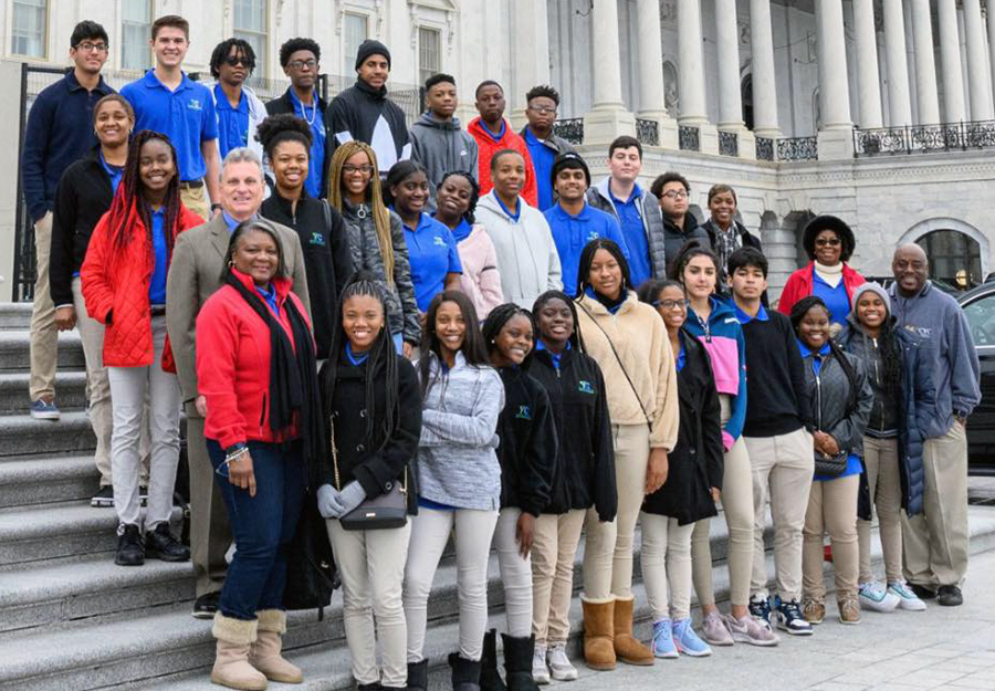 Members of the Chatham County Youth Commission with Rep. Buddy Carter on the steps of the U.S. Capitol.