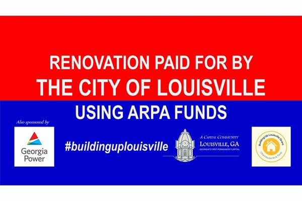 A sign indicating that the home renovations were paid for by the City of Louisville using ARPA funds. (Source: City of Louisville)