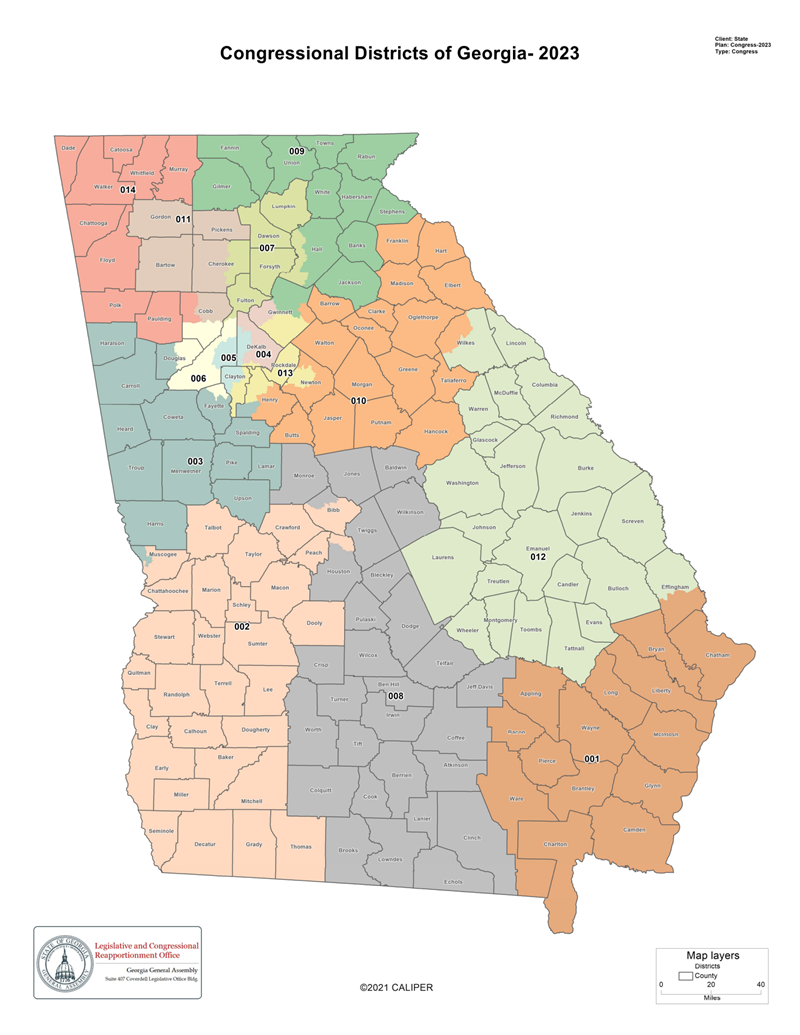 2023 Map of Congressional Districts of Georgia