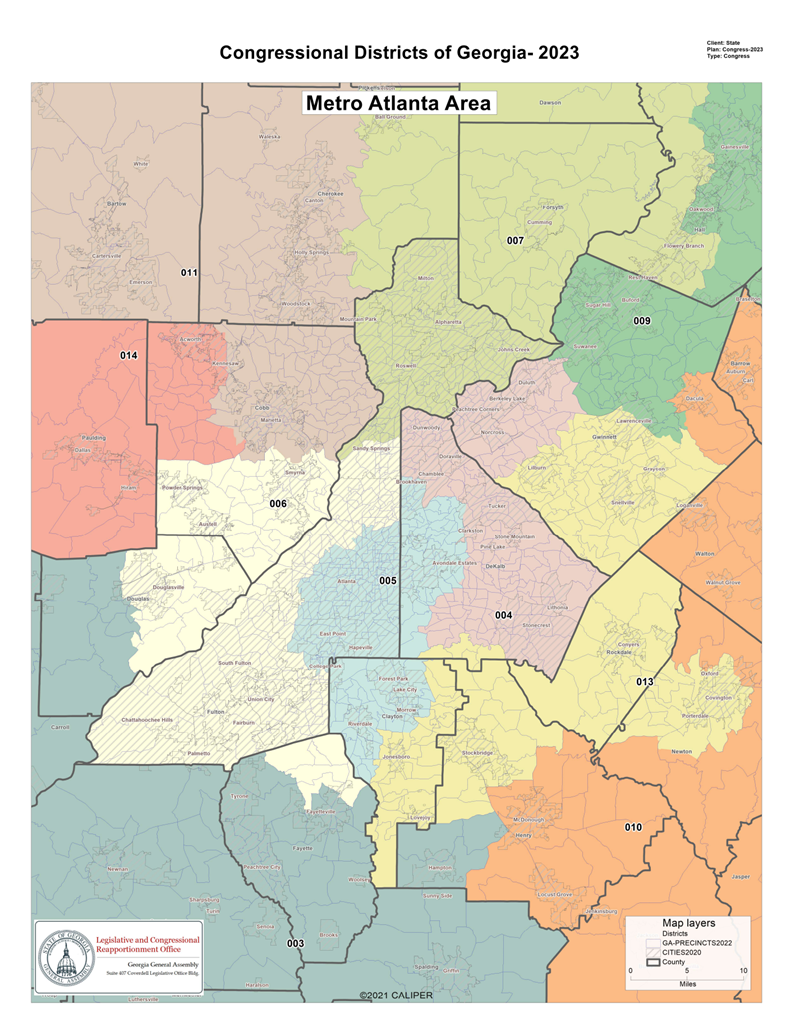 2023 Map of Congressional Districts of Metro Atlanta